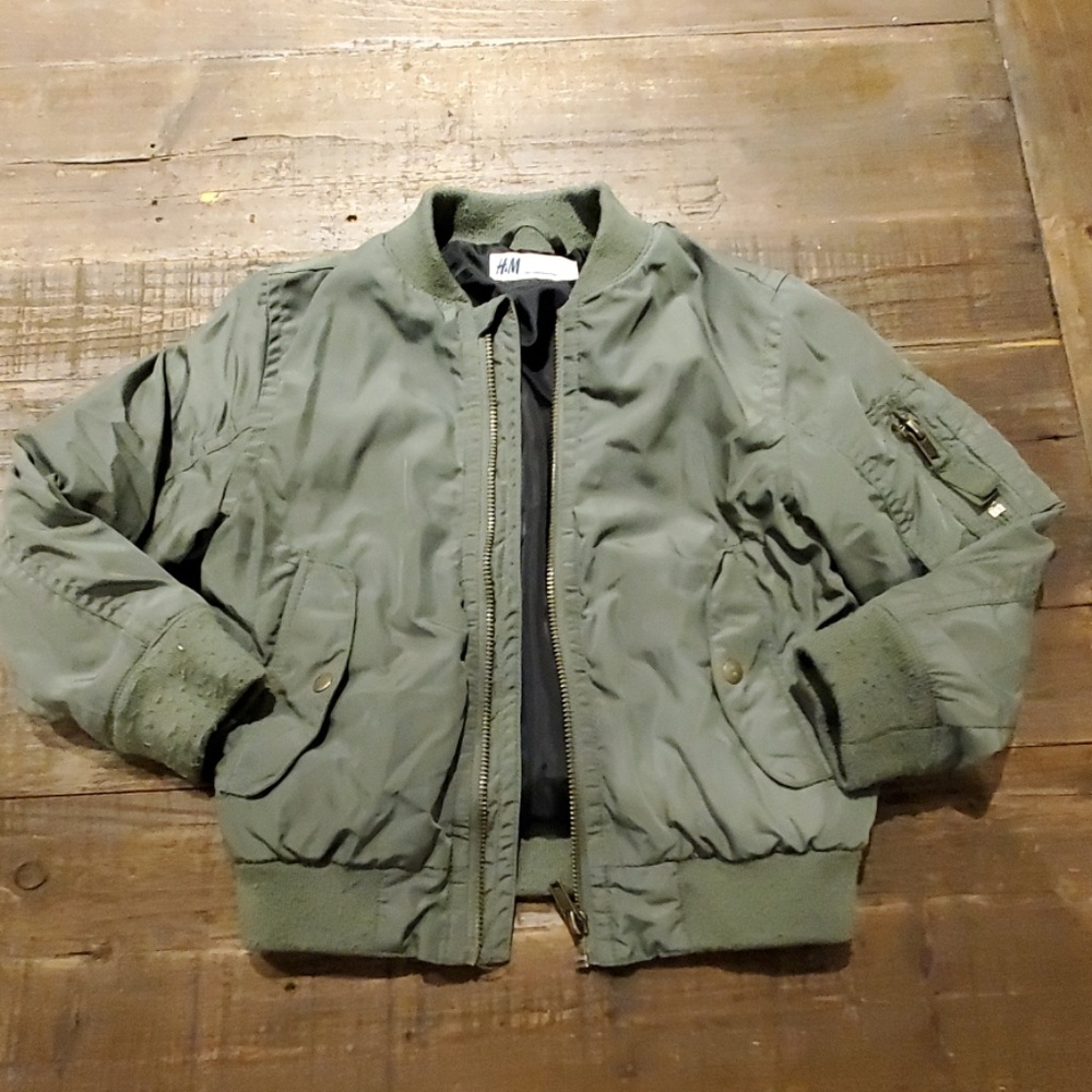 Boy's Army Green Bomber Jacket